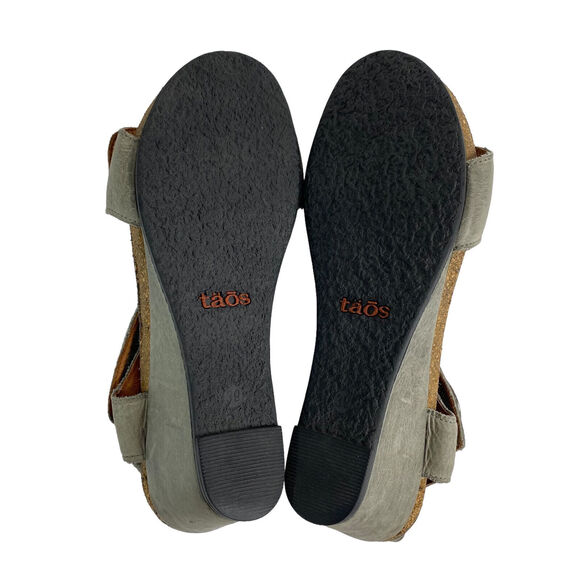 TAOS Carousel 3 Steel Gray Leather Wedge Ankle Strap Heels Size 39 Support #3209 - Picture 7 of 11